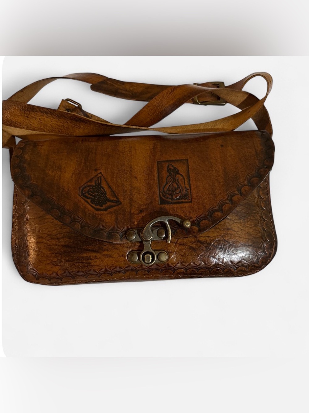 Handcrafted Brown Leather Crossbody Bag NEW. NO TAGS